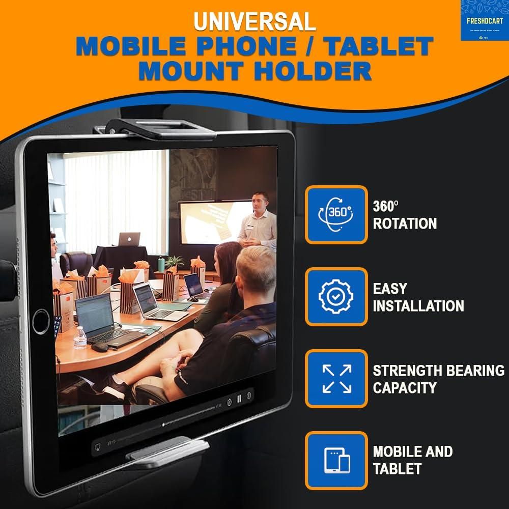 Car Mount Holder for Tablets & Phones (4.7-12.9 inches) with 360-Degree Rotation